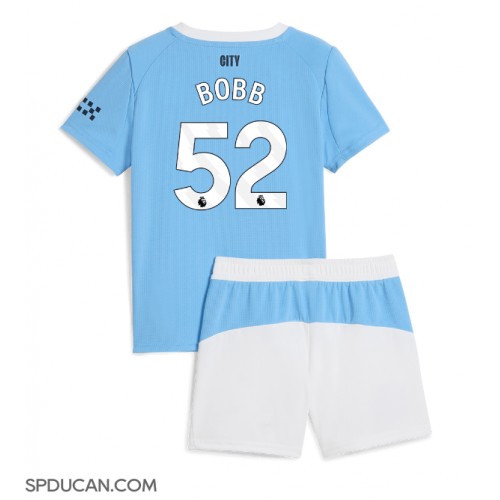 Dječji Nogometni Dres Manchester City Oscar Bobb #52 Domaci 2025-26 Kratak Rukav (+ Kratke hlače)